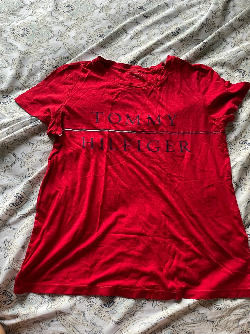 Tommy Hilfiger Red Logo Short Sleeve Tee